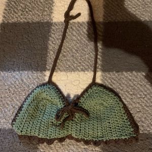 Green brown knitted bralette
